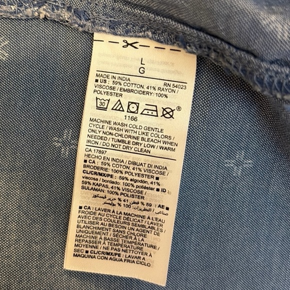 Old Navy Puff-Sleeve Printed Embroidered Smocked Fit & Flare Midi Dress Large - Picture 8 of 8